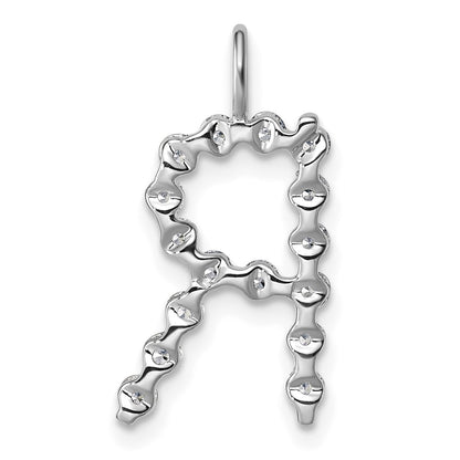 LGWP 14K White Gold 1/2 carat Lab Grown Diamond VS+ F+ Complete Alphabet R Pendant