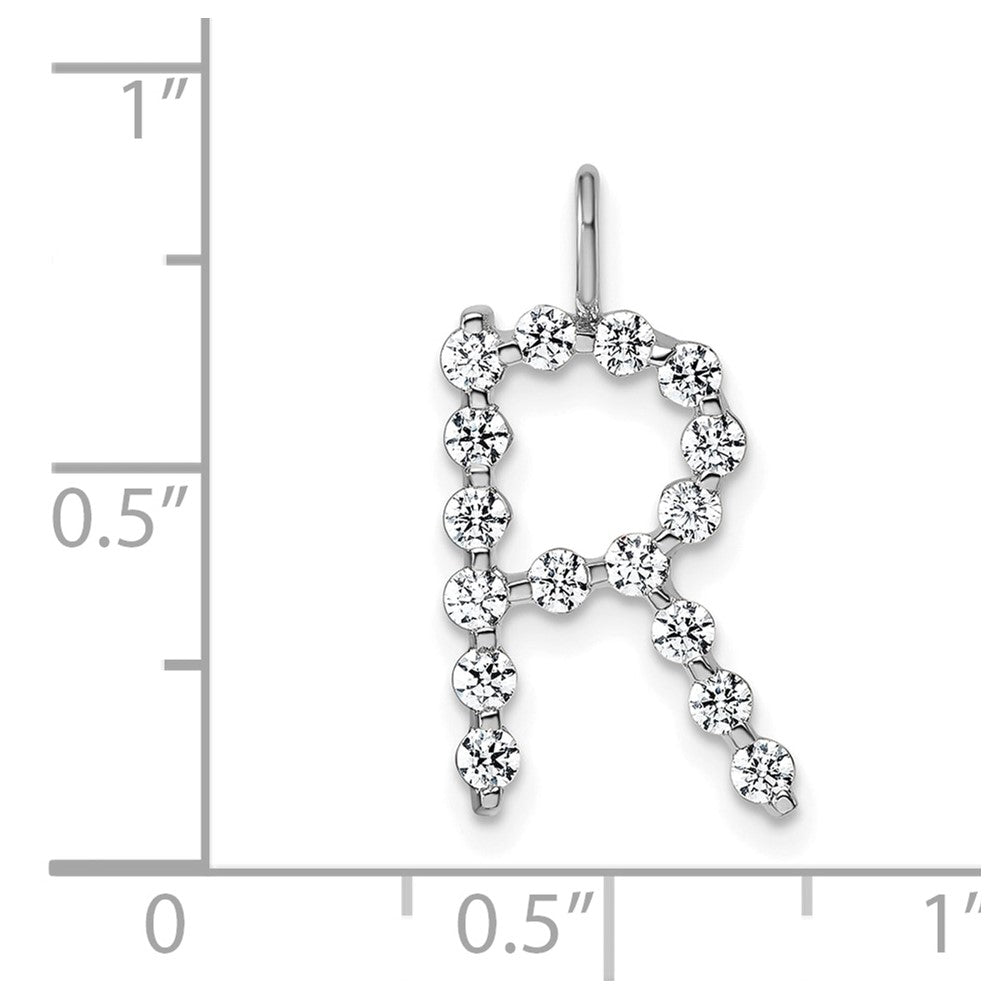 LGWP 14K White Gold 1/2 carat Lab Grown Diamond VS+ F+ Complete Alphabet R Pendant