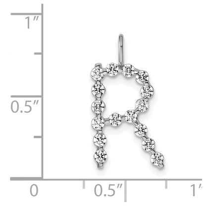 LGWP 14K White Gold 1/2 carat Lab Grown Diamond VS+ F+ Complete Alphabet R Pendant