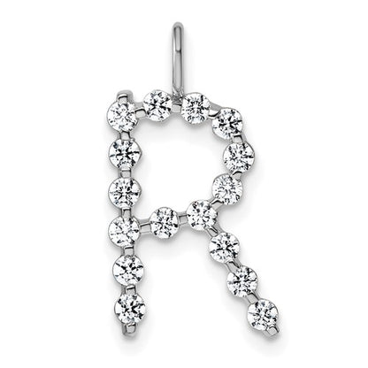LGWP 14K White Gold 1/2 carat Lab Grown Diamond VS+ F+ Complete Alphabet R Pendant