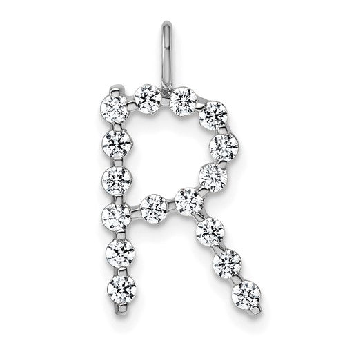 LGWP 14K White Gold 1/2 carat Lab Grown Diamond VS+ F+ Complete Alphabet R Pendant