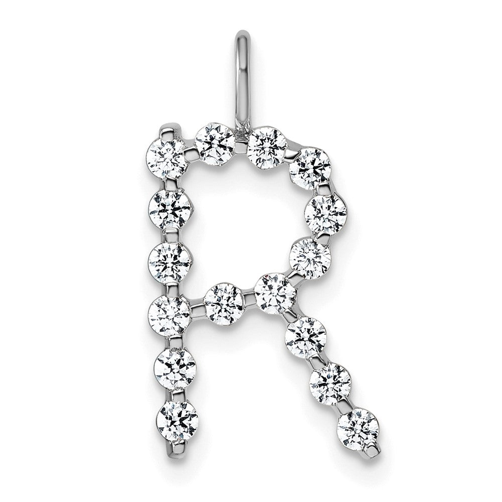 LGWP 14K White Gold 1/2 carat Lab Grown Diamond VS+ F+ Complete Alphabet R Pendant