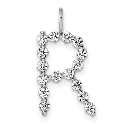 LGWP 14K White Gold 1/2 carat Lab Grown Diamond VS+ F+ Complete Alphabet R Pendant