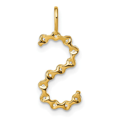 LGYP 14K Yellow Gold 1/2 carat Lab Grown Diamond VS+ F+ Complete Alphabet S Pendant