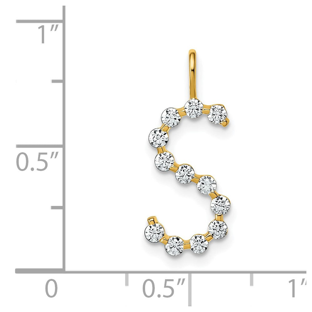 LGYP 14K Yellow Gold 1/2 carat Lab Grown Diamond VS+ F+ Complete Alphabet S Pendant