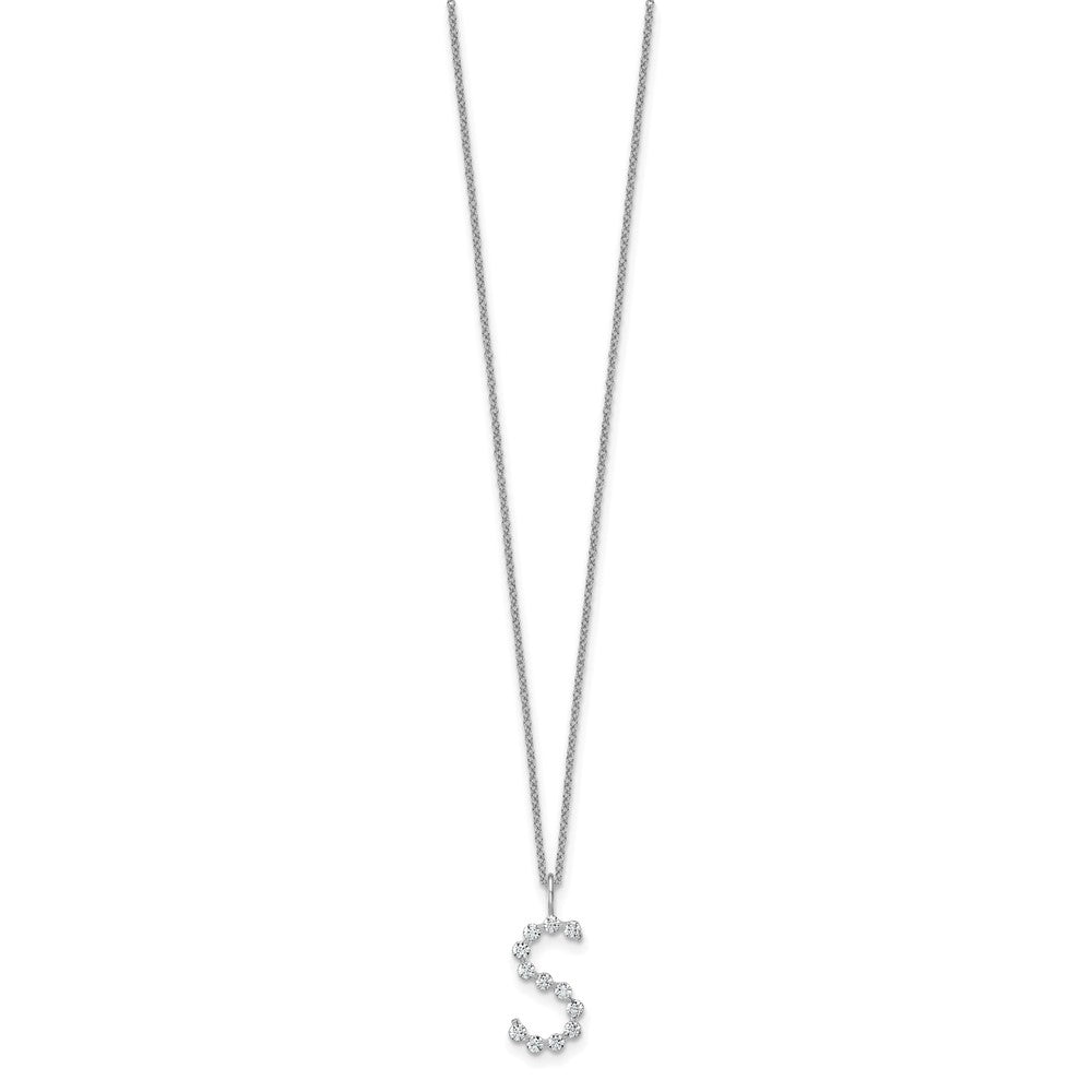 LGWN 14K White Gold 1/2 carat Lab Grown Diamond VS+ F+ Complete Alphabet S Pendant Necklace