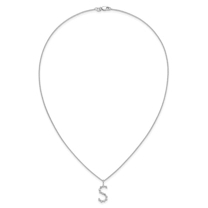 LGWN 14K White Gold 1/2 carat Lab Grown Diamond VS+ F+ Complete Alphabet S Pendant Necklace