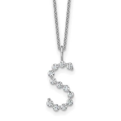 LGWN 14K White Gold 1/2 carat Lab Grown Diamond VS+ F+ Complete Alphabet S Pendant Necklace