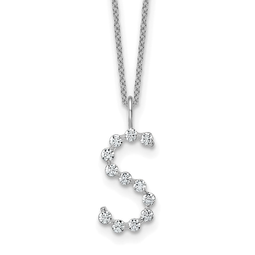LGWN 14K White Gold 1/2 carat Lab Grown Diamond VS+ F+ Complete Alphabet S Pendant Necklace