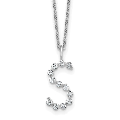 LGWN 14K White Gold 1/2 carat Lab Grown Diamond VS+ F+ Complete Alphabet S Pendant Necklace