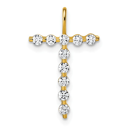 LGYP 14K Yellow Gold 1/3 carat Lab Grown Diamond VS+ F+ Complete Alphabet T Pendant