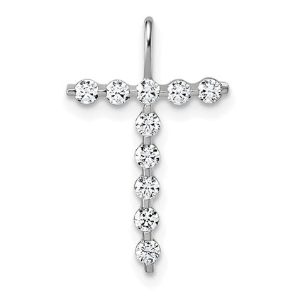 LGWP 14K White Gold 1/3 carat Lab Grown Diamond VS+ F+ Complete Alphabet T Pendant
