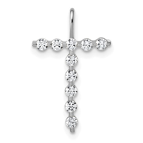LGWP 14K White Gold 1/3 carat Lab Grown Diamond VS+ F+ Complete Alphabet T Pendant