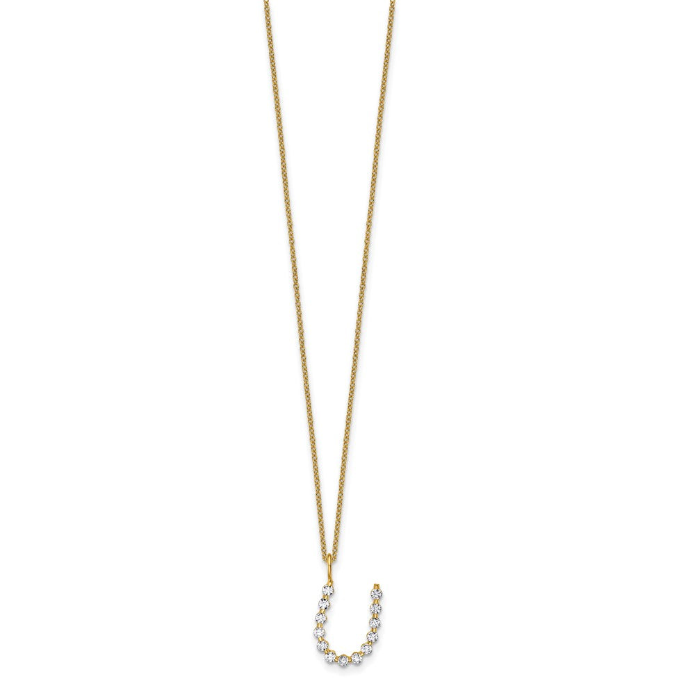 LGYN 14K Yellow Gold 3/8 carat Lab Grown Diamond VS+ F+ Complete Alphabet U Pendant Necklace