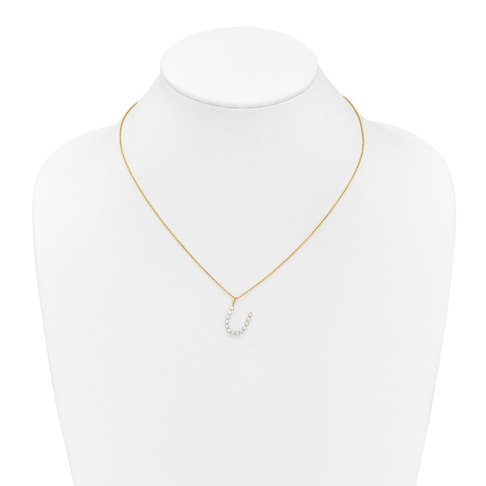 LGYN 14K Yellow Gold 3/8 carat Lab Grown Diamond VS+ F+ Complete Alphabet U Pendant Necklace