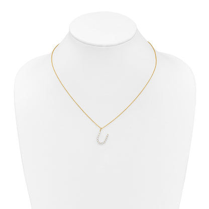 LGYN 14K Yellow Gold 3/8 carat Lab Grown Diamond VS+ F+ Complete Alphabet U Pendant Necklace