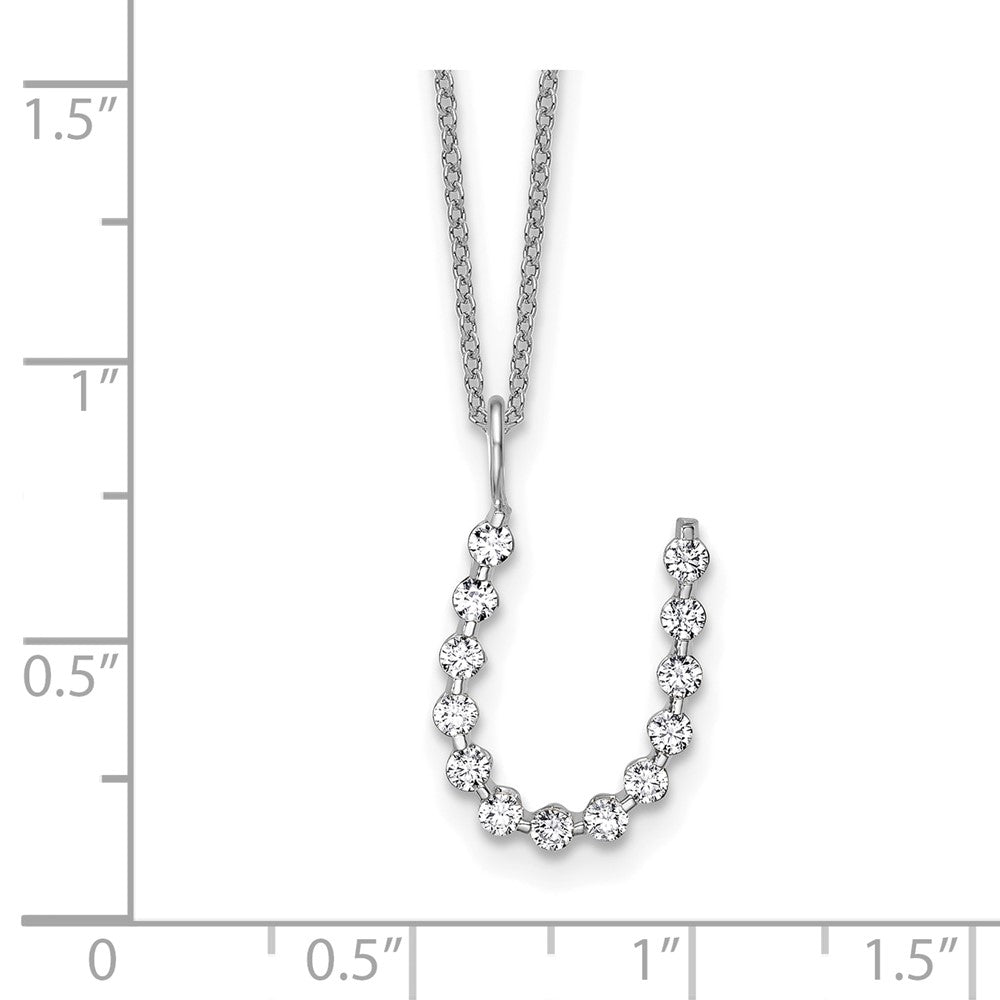 LGWN 14K White Gold 3/8 carat Lab Grown Diamond VS+ F+ Complete Alphabet U Pendant Necklace