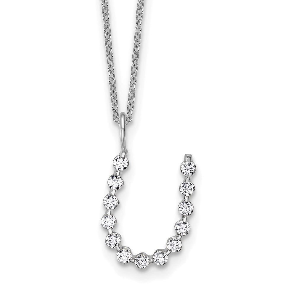 LGWN 14K White Gold 3/8 carat Lab Grown Diamond VS+ F+ Complete Alphabet U Pendant Necklace