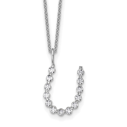 LGWN 14K White Gold 3/8 carat Lab Grown Diamond VS+ F+ Complete Alphabet U Pendant Necklace