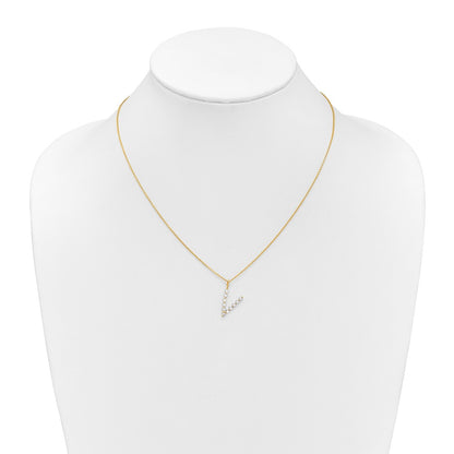 LGYN 14K Yellow Gold 3/8 carat Lab Grown Diamond VS+ F+ Complete Alphabet V Pendant Necklace