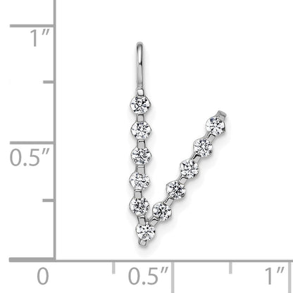 LGWP 14K White Gold 3/8 carat Lab Grown Diamond VS+ F+ Complete Alphabet V Pendant