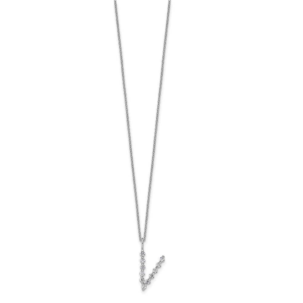 LGWN 14K White Gold 3/8 carat Lab Grown Diamond VS+ F+ Complete Alphabet V Pendant Necklace