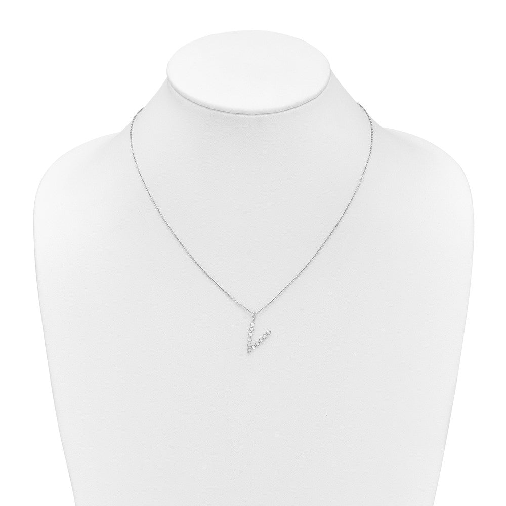 LGWN 14K White Gold 3/8 carat Lab Grown Diamond VS+ F+ Complete Alphabet V Pendant Necklace