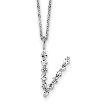 LGWN 14K White Gold 3/8 carat Lab Grown Diamond VS+ F+ Complete Alphabet V Pendant Necklace