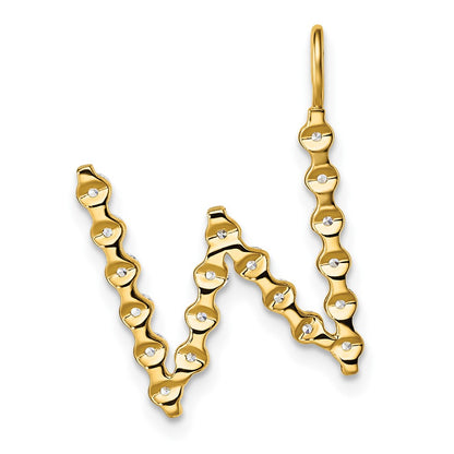 LGYP 14K Yellow Gold 5/8 carat Lab Grown Diamond VS+ F+ Complete Alphabet W Pendant