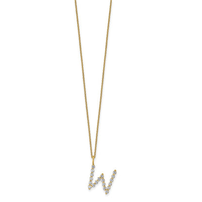 LGYN 14K Yellow Gold 5/8 carat Lab Grown Diamond VS+ F+ Complete Alphabet W Pendant Necklace