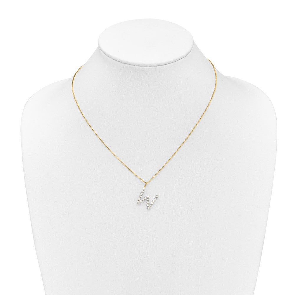 LGYN 14K Yellow Gold 5/8 carat Lab Grown Diamond VS+ F+ Complete Alphabet W Pendant Necklace