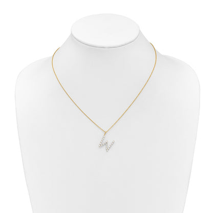 LGYN 14K Yellow Gold 5/8 carat Lab Grown Diamond VS+ F+ Complete Alphabet W Pendant Necklace