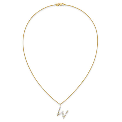 LGYN 14K Yellow Gold 5/8 carat Lab Grown Diamond VS+ F+ Complete Alphabet W Pendant Necklace