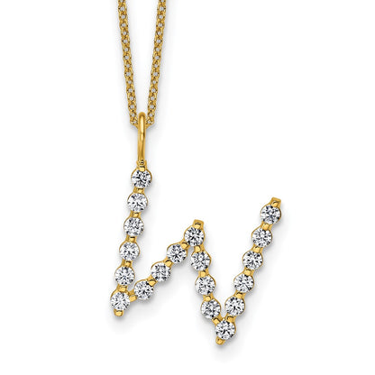 LGYN 14K Yellow Gold 5/8 carat Lab Grown Diamond VS+ F+ Complete Alphabet W Pendant Necklace