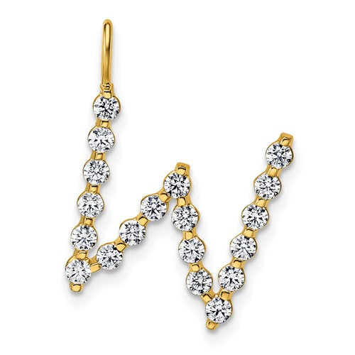 LGYP 14K Yellow Gold 5/8 carat Lab Grown Diamond VS+ F+ Complete Alphabet W Pendant