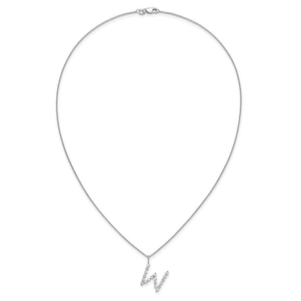 LGWN 14K White Gold 5/8 carat Lab Grown Diamond VS+ F+ Complete Alphabet W Pendant Necklace