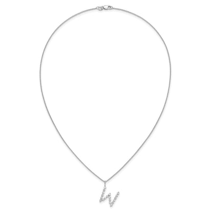 LGWN 14K White Gold 5/8 carat Lab Grown Diamond VS+ F+ Complete Alphabet W Pendant Necklace