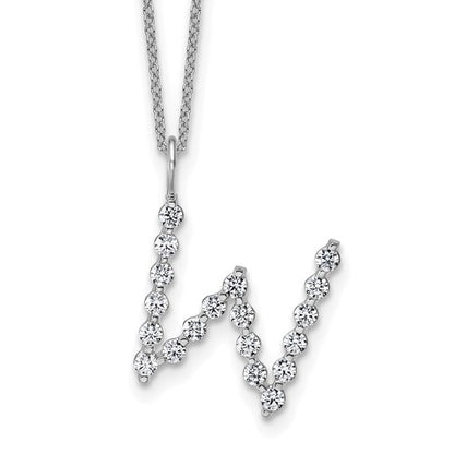LGWN 14K White Gold 5/8 carat Lab Grown Diamond VS+ F+ Complete Alphabet W Pendant Necklace