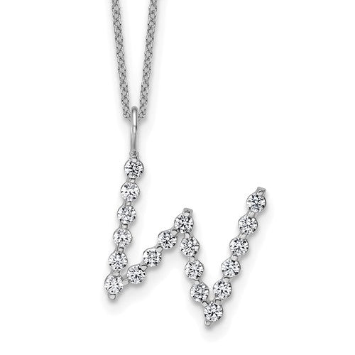 LGWN 14K White Gold 5/8 carat Lab Grown Diamond VS+ F+ Complete Alphabet W Pendant Necklace