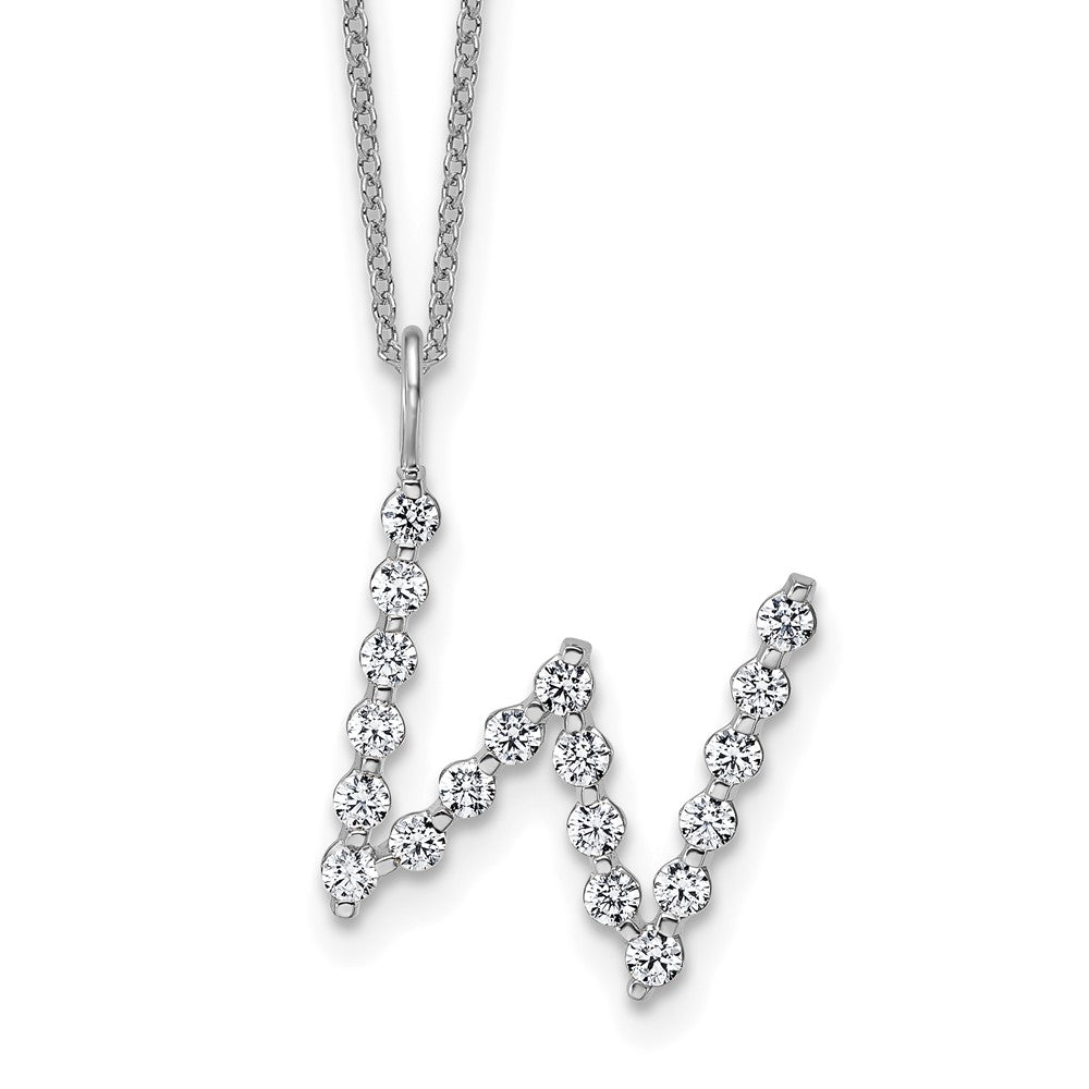 LGWN 14K White Gold 5/8 carat Lab Grown Diamond VS+ F+ Complete Alphabet W Pendant Necklace