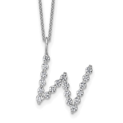 LGWN 14K White Gold 5/8 carat Lab Grown Diamond VS+ F+ Complete Alphabet W Pendant Necklace
