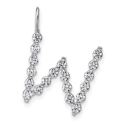 LGWP 14K White Gold 5/8 carat Lab Grown Diamond VS+ F+ Complete Alphabet W Pendant