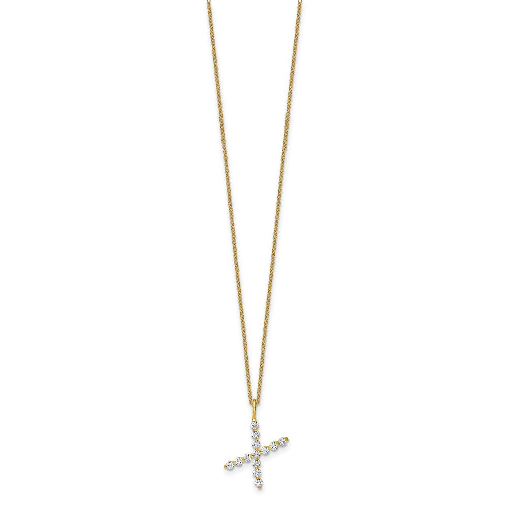 LGYN 14K Yellow Gold 3/8 carat Lab Grown Diamond VS+ F+ Complete Alphabet X Pendant Necklace