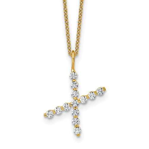 LGYN 14K Yellow Gold 3/8 carat Lab Grown Diamond VS+ F+ Complete Alphabet X Pendant Necklace