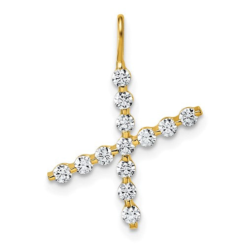 LGYP 14K Yellow Gold 3/8 carat Lab Grown Diamond VS+ F+ Complete Alphabet X Pendant