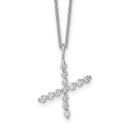 LGWN 14K White Gold 3/8 carat Lab Grown Diamond VS+ F+ Complete Alphabet X Pendant Necklace
