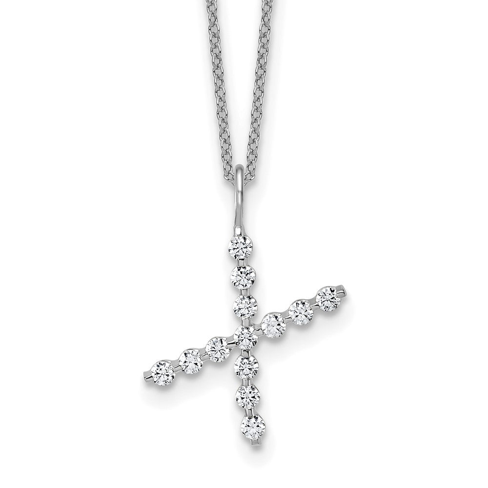 LGWN 14K White Gold 3/8 carat Lab Grown Diamond VS+ F+ Complete Alphabet X Pendant Necklace