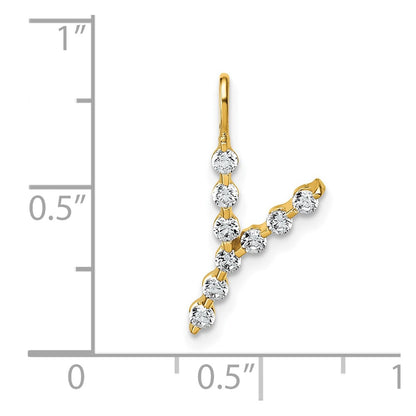 LGYP 14K Yellow Gold 1/3 carat Lab Grown Diamond VS+ F+ Complete Alphabet Y Pendant
