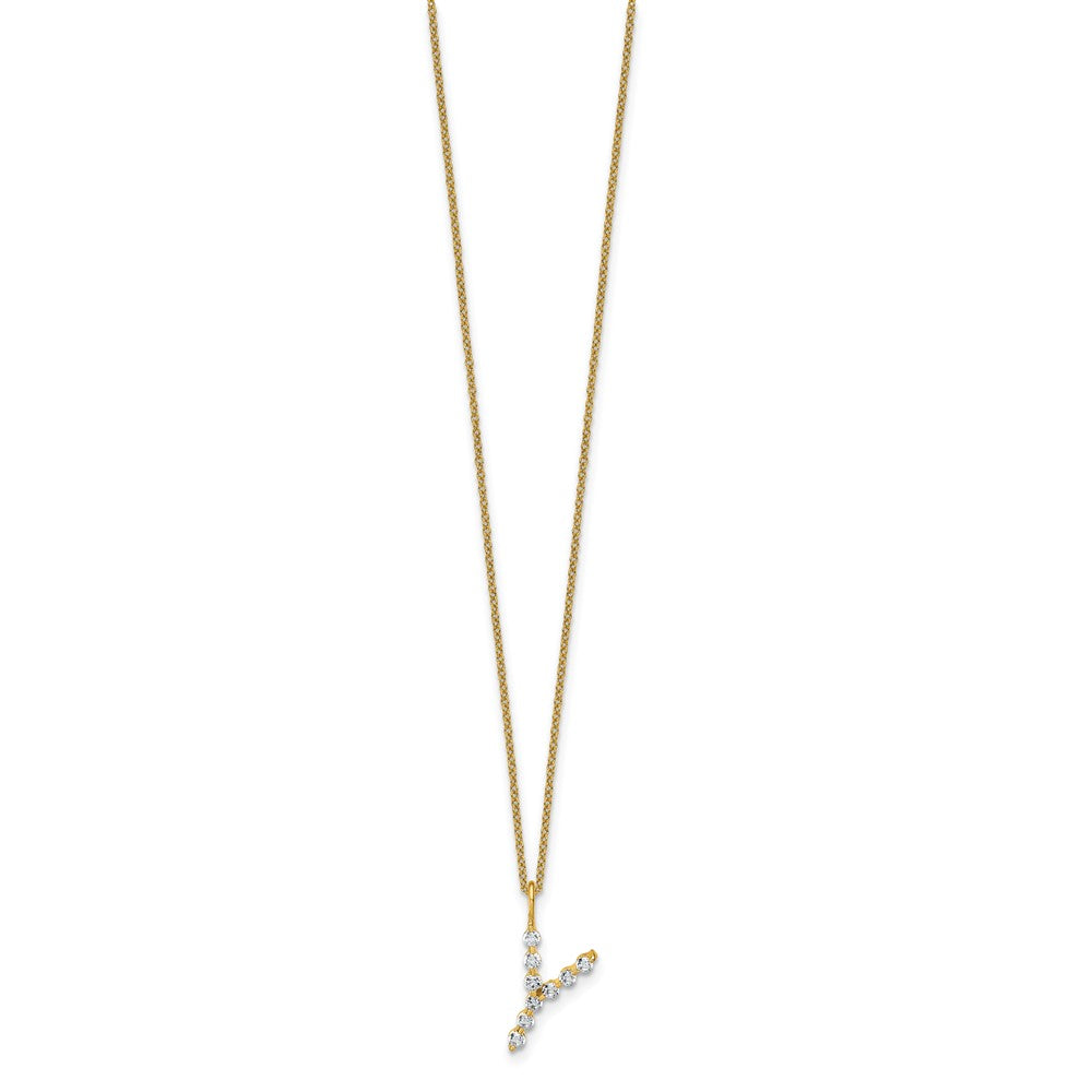 LGYN 14K Yellow Gold 1/3 carat Lab Grown Diamond VS+ F+ Complete Alphabet Y Pendant Necklace