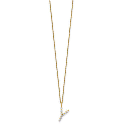 LGYN 14K Yellow Gold 1/3 carat Lab Grown Diamond VS+ F+ Complete Alphabet Y Pendant Necklace